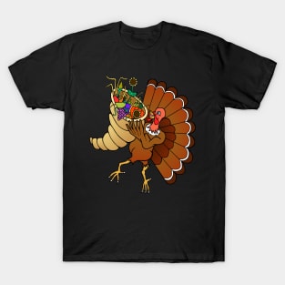 Turkey with Cornucopia Harvest Bouquet T-Shirt